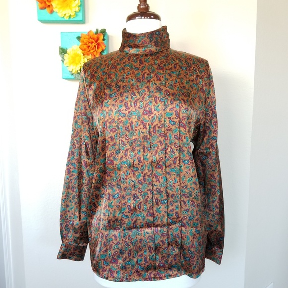Vintage Silk Paisley Blouse - Picture 2 of 7